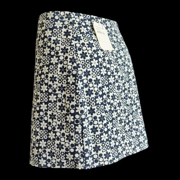 Elodie Retro Mod Navy White Geometric Daisy Print Mini Skirt Sz M NWT - Picture 5 of 11